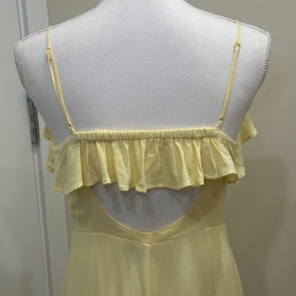Forever 21 Butter Yellow Button-Front Ruffle Maxi Sundress Soft Girl European - Picture 7 of 10